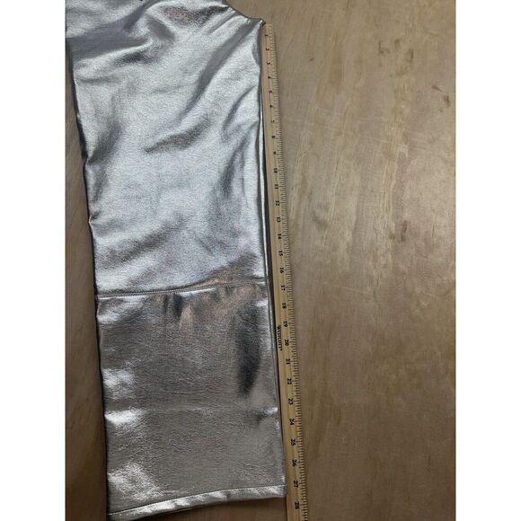 Avec Les Filles Metallic Silver Faux Leather High Waist Pants Size M - Picture 5 of 5